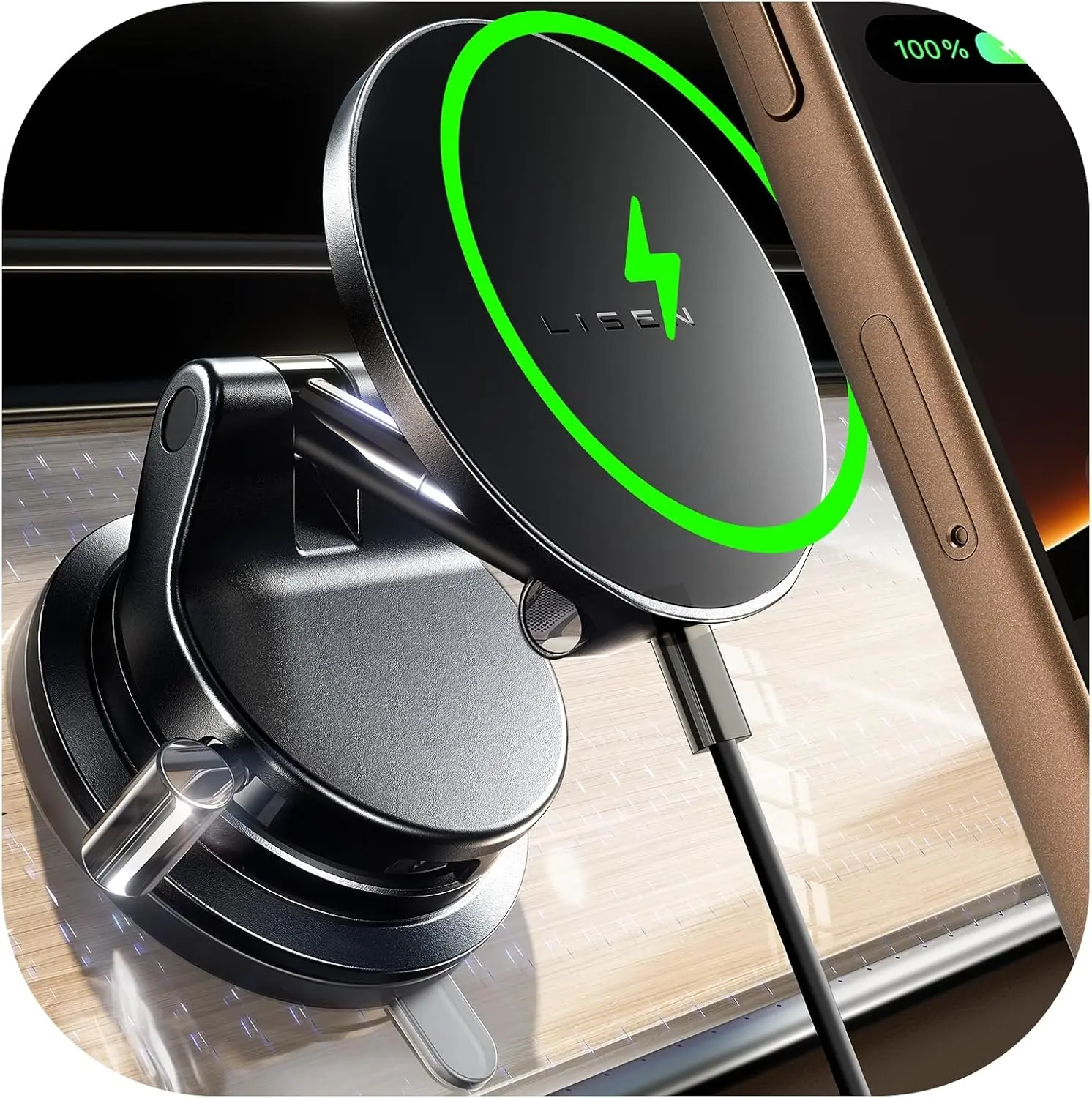 LISEN Smartphone Holder Car Wireless Charging Magnet